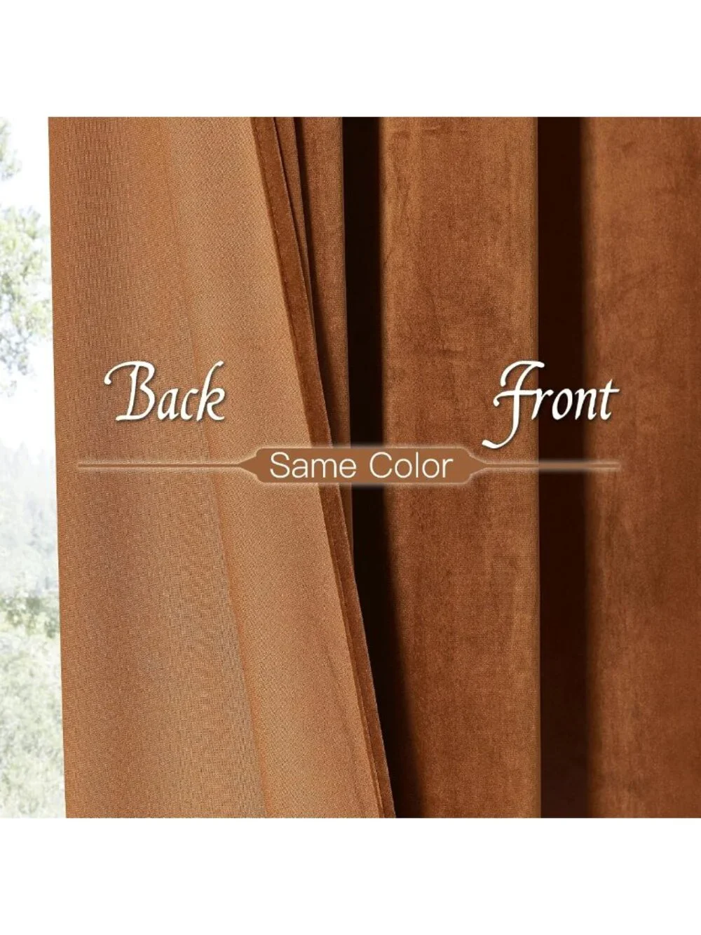 Burnt Orange Velvet Curtains 90” Long - Cozy Fall Home Decor for Living Room